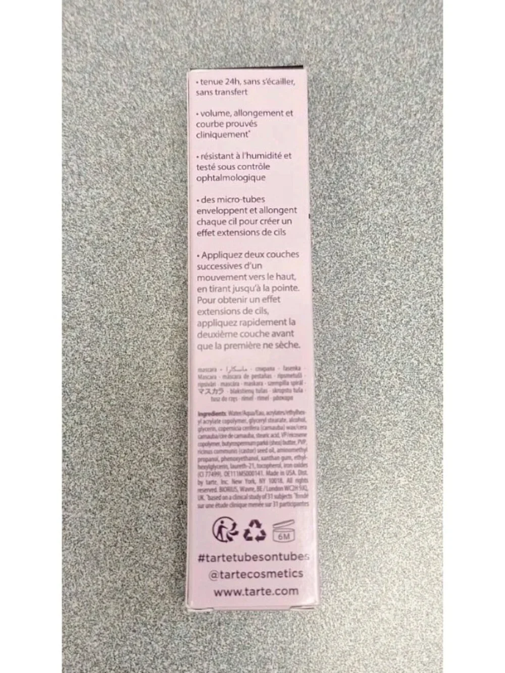 tarte Tartelette Tubing Mascara Black Liquid 0.27 fl oz Cruelty Free Vegan